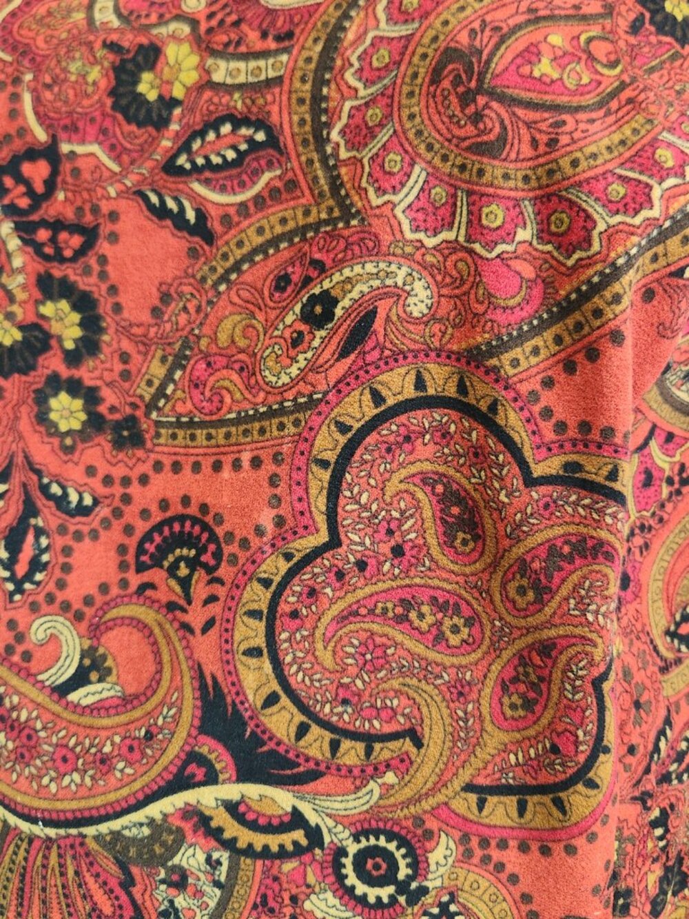 Coldwater Creek Red Orange Black Paisley Top Chinese Fabric Size 16 Side Zip - Picture 10 of 10